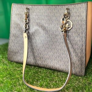 Michael Kors Signature Brown Tote with Gold Accents